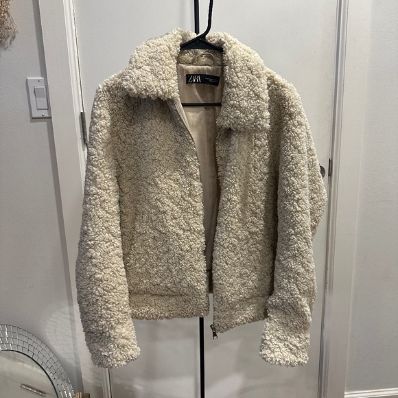 Zara Cream Sherpa Jacket - Picture 1 of 6